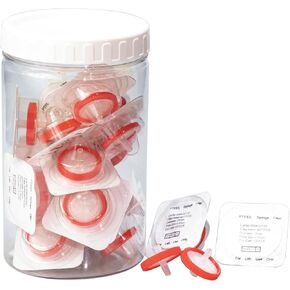 20 Pack Sterile Syringe Filter PTFE Hydrophobic Filtration 0.22um Pore Size, 25mm Membrane Diameter, Sterile Packed Individually for HPLC Sample Preparation in Kuwait