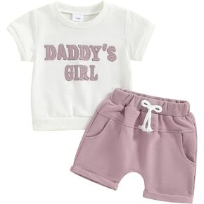 ​Toddler Baby Girl Clothes Short Sleeve T Shirt Shorts Set Newborn Outfit Baby Summer Clothes