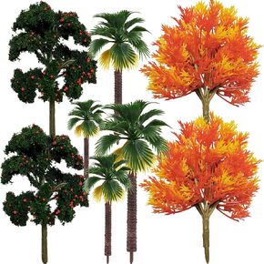 Model Miniature Forest Plastic Toy Trees Bushes Rainforest Diorama Supplies Mini Plant Crafts Train Scenery Large Palm Red Apple Maple 8