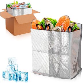 ABC Foil Insulated Box Liners 12 x 10 x 9 inches. 5 Pack Silver Insulated Shipping Boxes for Frozen Food, Odorless Insulated Shipping Containers. Leakproof Cold Shipping Boxes for Frozen Fish, Meat