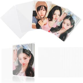 Baskiss 100 Pack Photocard Sleeves, 56x87mm Kpop 200 microns Ultra Thick Sleeves Idol Photo Card Clear Sleeve Protectors Slim Fit for 3" Polaroids, Standard Photocards