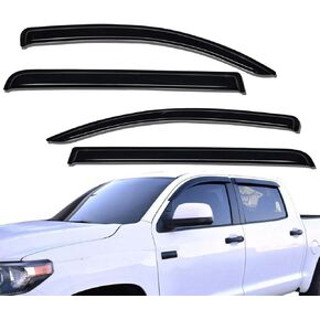 Lightronic WV94309 Outside-Mount Side Window Deflectors & Visors Rain Guards, Dark Smoke, 4-Pieces Set, Fits 2007-2021 Toyota Tundra Crewmax