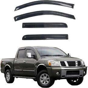 Rain Guards Compatible with 2004-2015 Nissan Titan Crew Cab, Acrylic Slim Style Window Visor Rain Guard, Side Window Deﬂector for Nissan Titan Accessories 4 Pieces, 2005 2006 2007 2008 2009 2010
