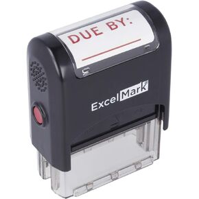 Due by Date - ExcelMark Self-Inking Rubber Stamp - A1539 Red Ink