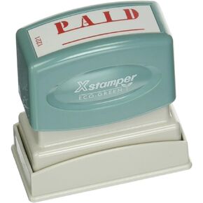 Xstamper(R) One-Color Title Stamp, Pre-Inked, "Paid", Eco Greeen, Box 1 (XST1221) , Red