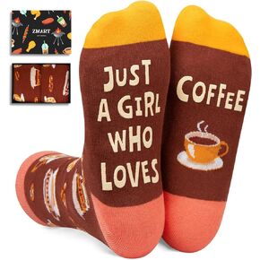 Zmart Funny Crazy Gifts for Teen Girls, Coffee Gifts Socks for Coffee Lovers, Drinking Gifts Drink Lover Gifts，Stocking Stuffers for Women