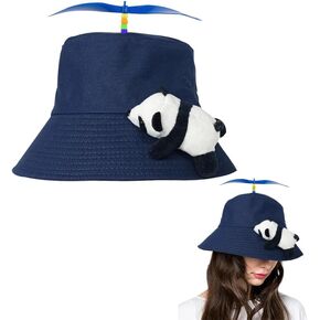 قبعة المروحة، قبعة طائرات الهليكوبتر، قبعات صياد طائرات الهليكوبتر، قبعة المهرج المضحكة، قبعات مجنونة (باندا ثلاثية الأبعاد) باللون الأسود in Kuwait