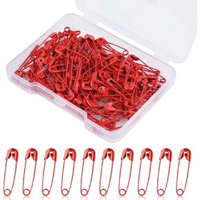 19mm Safety Pins, 120pcs Metal Mini Safety Pins for Clothes Tags Hijab Crafts Quilting Dress Charms Jewelry Making (Red)