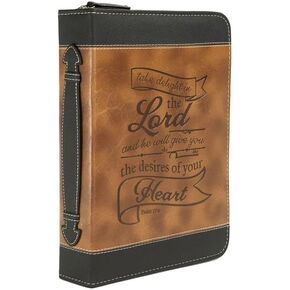 Divinity Boutique Bible Cover XXL - Brown and Black Take Delight in The Lord - Psalm 37:4