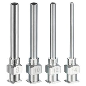PATIKIL 8/10/12/14Ga x 1 Inch Stainless Steel Dispensing Needle Tips, Metal Glue Needle Tube Blunt Tips Luer Lock for Thick Glue Ink Lab, Silver
