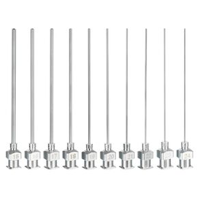 PATIKIL 15/16/17/18/19/20/21/22/23/24Ga x 2 Inch Stainless Steel Dispensing Needle Tips, 10Pcs Metal Glue Needle Tube Blunt Tips Luer Lock for Thick Glue Ink Lab, Silver