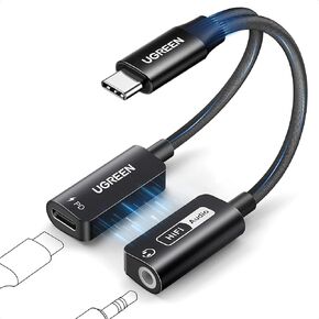 UGREEN Magnetic USB C to 3.5mm Audio Adapter and Charger 2 in 1 Hi-Res 32bit/384kHz Aux to USB C with PD 60W Fast Charging Dongle Cable for iPhone 15 Pro Max, Galaxy S24 Ultra, Pixel 8, iPad Pro/Air