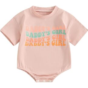 YOKJZJD Newborn Infant Baby Girl Outfits Daddys Girl Bubble Romper Short Sleeve T-Shirt Bodysuit Overalls Summer Clothes