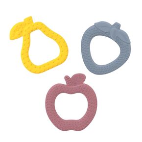 Teething Toys for Babies Age 3 to 12 Months (Set of 3) - Fruit Shaped, BPA Free Soft and Textured Silicone Teether, Relief Sore Gums