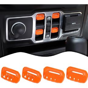 JeCar for Jeep Window Switch Button Cover Trim Interior Accessories for Jeep Wrangler JL JLU Gladiator JT 2018-2023 (Purple Aluminum Alloy)