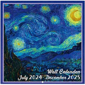 2024-2025 Wall Calendar - Calendar 2024-2025, 18-Month Monthly Wall Calendar 2024-2025 from Jul. 2024 - Dec. 2025, 12" x 24" (Open), Unruled Blocks with Thick Paper - Art Paintings