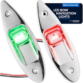 Five Oceans Boat Navigation Lights - LED Bow Light, Navigation Lights for Boats LED Red and Green, Boat Lights Navigation Vertical Mount Sidelight, 12-Volts, USCG Rules 2NM - FO3840