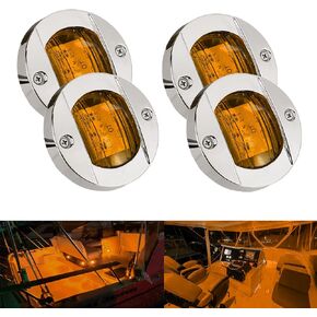 4Pcs LED Boat Light,Waterproof 3in 12V Red Round Navigation Lights,LED Boat Interior Light for Boat Deck LED Transom Mount Light,LED Boat Courtesy Light.