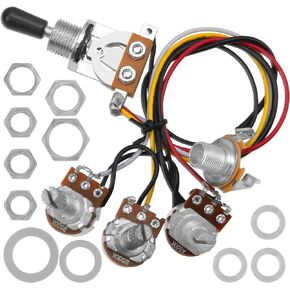 1Pcs Yootones Electric Guitar Wiring Harness Kit 2 Volume 1 Tone 3 Way Switch, Prewired 500K Pots 2V1T Compatible with Les Paul LP Electric Guitar