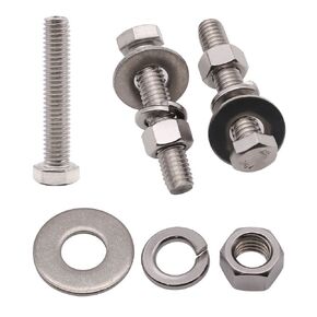 (6 Sets) 1/2-13 x 3 Stainless Steel Hex Bolts & Hex Nuts & Large Diameter Flat Washers & Lock Washers Hardware Kit, 304 Stainless Steel 18-8, Full Thread Hexagon Bolt Assortment