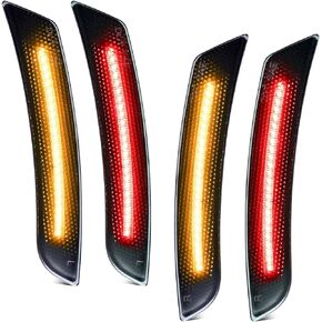 Partsam Smoked Lens LED Side Marker Lights Front Rear Bumper Side Marker Lamps Reflectors Compatible with Camaro 2016-2021,Pack of 4 (2 x Amber, 2 x Red)