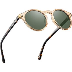 CARFIA Round Acetate Mens Sunglasses Polarized UV Protection Classic Retro Sun Glasses CA5289L