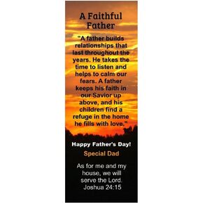 Happy Father's Day Faithful Father Special Dad Fathers Day Gift from Church Premium Made in USA Christian Bible Verse Joshua 24 15 Bookmarks Bulk (50 Pack)