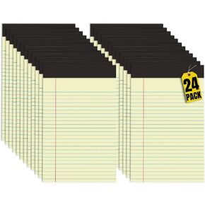 1InTheOffice Yellow Legal Pads 5x8, Notepad Narrow Ruled, Canary, 50 Sheets/Pad, 24 Pads/Pack