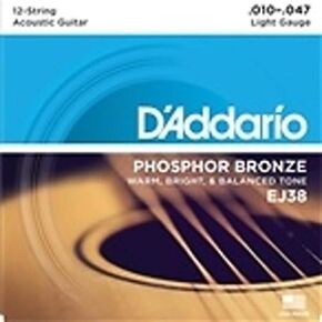 3-Pack D'Addario EJ38 12-String Phosphor Bronze Acoustic Guitar Strings