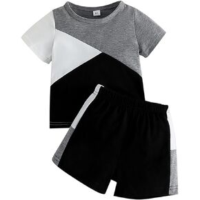 Volunboy بيبي بوي ملابس الصيف طفل تي شيرت مجموعة تي شيرتات قصيرة للأطفال الرضع قصيرة الأكمام المرقعة القمم 6 أشهر إلى 3 سنوات in Kuwait