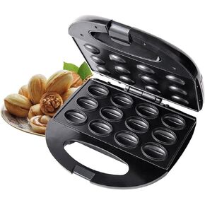 Walnut Cookie Maker, 12Pcs Non Stick Electric Oreshki Cookie Walnut Cake Maker, Mini Nut Waffle Bread Machine, Double Sided Heating, for Xmas Holiday Baking
