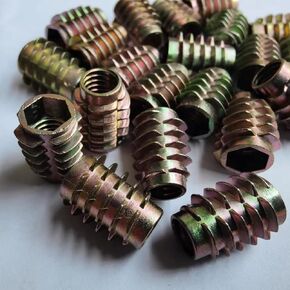 Threaded Inserts 5/16"-18, 0.75" Long, Hex-Flush Thread Inserts for Wood,Hex Socket Drive Threaded Insert Nuts for Wood Furniture Craft