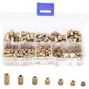 binifiMux 300pcs M3 Knurled Threaded Inserts, Brass Female Press in Embedment Heat Set Nuts Assortment Kit for Laptop 3D Printer Plastic