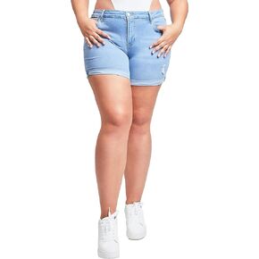 YMI Women’s Plus Size Curvy Fit Ultra High Rise Cuffed Shorts