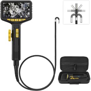 Two-Way Articulating Borescope Inspection Camera - MOTOCOCHE HD1080P Endoscope Automotive Scope with 8GB Memory Card, 5" LCD Display, 3 Level LED Light and lP67 Waterproof Camera Lens Diameter 6.35mm