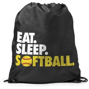 ChalkTalkSPORTS Softball Sport Pack Cinch Sack | Eat Sleep Softball