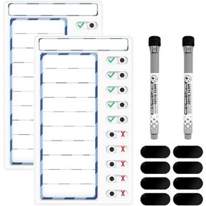 2 Pcs Chore Chart for Kids: Dry Erase My Chores Slider Chart, Magnetic Visual Schedule for Fridge, Kids Daily Checklist - ADHD Tools: to Do List and Routine Chart for Multiple Kids