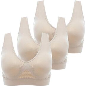 Comfortable Sports Bra 3 Pack Women's Cooling Breathable Seamless Wireless Supportive Pull on Bra Plus Size in Saudi Arabia