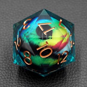 Giant 50mm D20 Dungeons and Dragons Dice Sharp Edge Handmade Sharp Edge Eyeball Dice with Gift Box for Role Playing Game (Red Octopus)