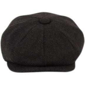 Men's Classic 8 Panel Wool Blend Newsboy Snap Brim Collection Hat