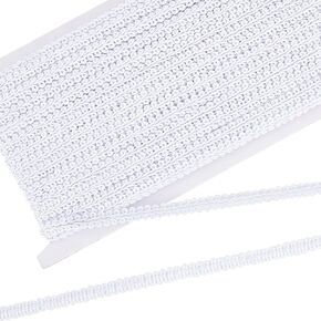 PH PandaHall 27.3 Yards White Gold Trim Braided Trim, 0.3 inch Flat Polyester Centipede Tape Fabric Trim Curtain Fabric Trim, Decorative Trim for Clothing DIY Crafts Sewing Home Decor Jewelry Making