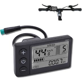 Electric Bicycle LCD Display Meter, S866 Ebike LCD Display Meter, 24V 36V 48V Control Panel with Waterproof Plug for 22.2mm/0.9in Handlebars