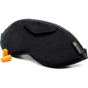 Dream Essentials Opulence Micro Plush Sleep Mask with Earplugs and Pocket in Front of mask - Black Velvet