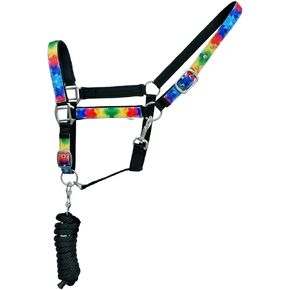 Horse Horse Nylon Tie-Dye Printed Neoprene Comfort Adjustable Halter Lead 606194