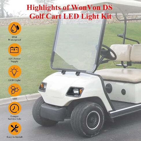 طقم إضاءة عربة الجولف الفاخرة DS من ونفون متوافق مع Club Car DS 1993-Up، المصابيح الأمامية LED والأضواء الخلفية لعربات الجولف الكهربائية والسيارات Club Car DS (12 فولت) in Kuwait