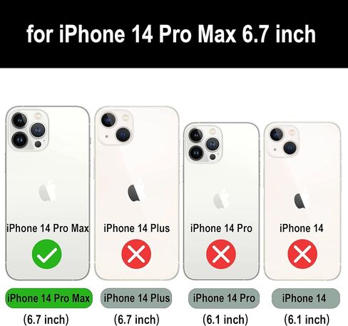 for iPhone 14 Pro Max Wallet Case for Women, Support Wireless Charging with RFID Blocking Card Holder, Leather Zipper 2 in 1 Detachable Magnetic Phone Case with Crossbody Strap Wristlet, Black in Saudi Arabia