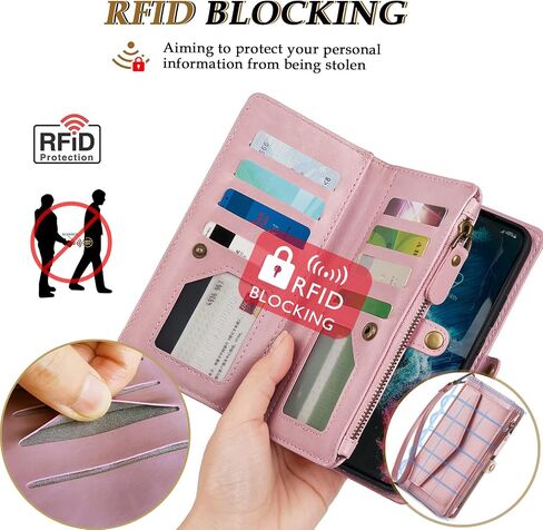 for iPhone 14 Pro Max Wallet Case for Women, Support Wireless Charging with RFID Blocking Card Holder, Leather Zipper 2 in 1 Detachable Magnetic Phone Case with Crossbody Strap Wristlet, Black in Saudi Arabia