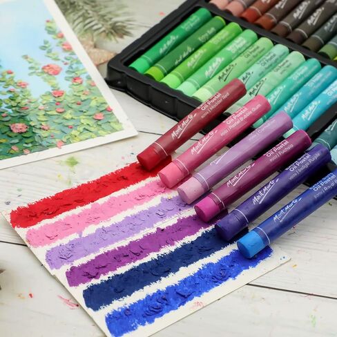 Mont Marte Extra Soft Oil Pastels Macaron Hues Premium 26pc, Assorted Pastel & Metallic Colors, Vibrant, Buttery, Versatile Art Pastels for Blending, layering & Shading, Coloring, Sketching in Saudi Arabia