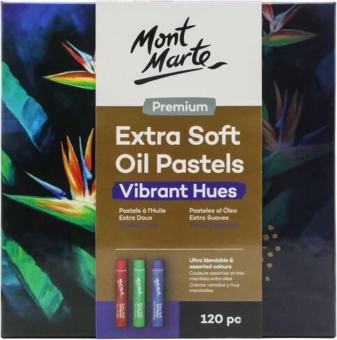 Mont Marte Extra Soft Oil Pastels Macaron Hues Premium 26pc, Assorted Pastel & Metallic Colors, Vibrant, Buttery, Versatile Art Pastels for Blending, layering & Shading, Coloring, Sketching in Saudi Arabia