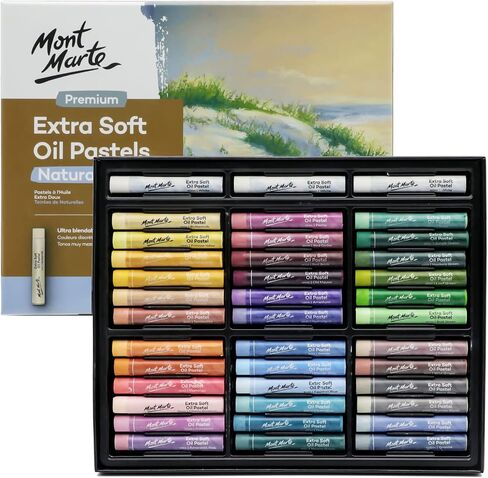 Mont Marte Extra Soft Oil Pastels Macaron Hues Premium 26pc, Assorted Pastel & Metallic Colors, Vibrant, Buttery, Versatile Art Pastels for Blending, layering & Shading, Coloring, Sketching in Saudi Arabia